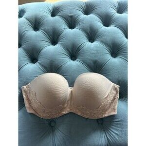 Victoria's Secret 34DD Beige Nude Body by Victoria BBV Lined Strapless Bra